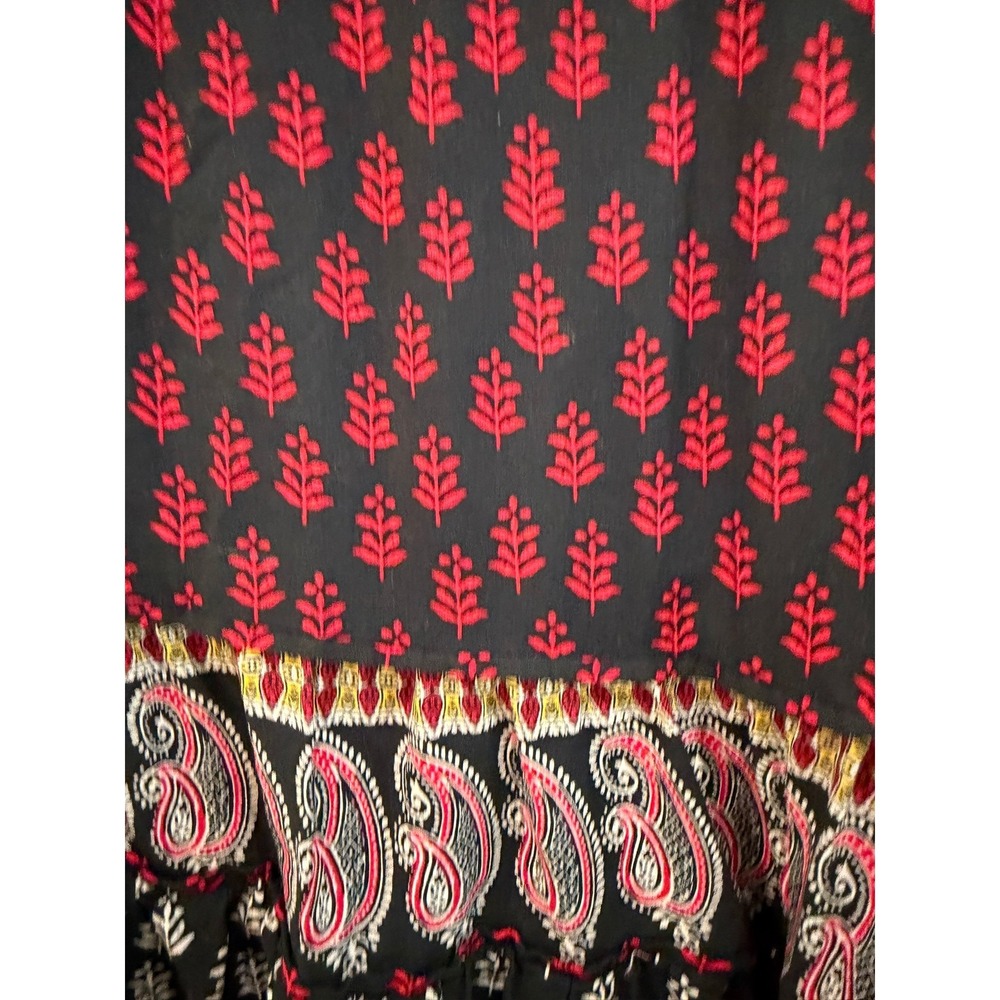 Beachlunchlounge Mari Black Red Paisley Floral Tiered Peasant Blouse Top Small - Picture 3 of 8